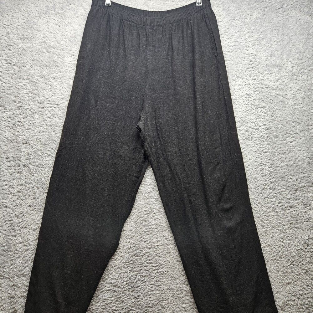 Hot Cotton Marc Ware Black Linen Blend Pants Womens Size XL Wide Leg Pull On